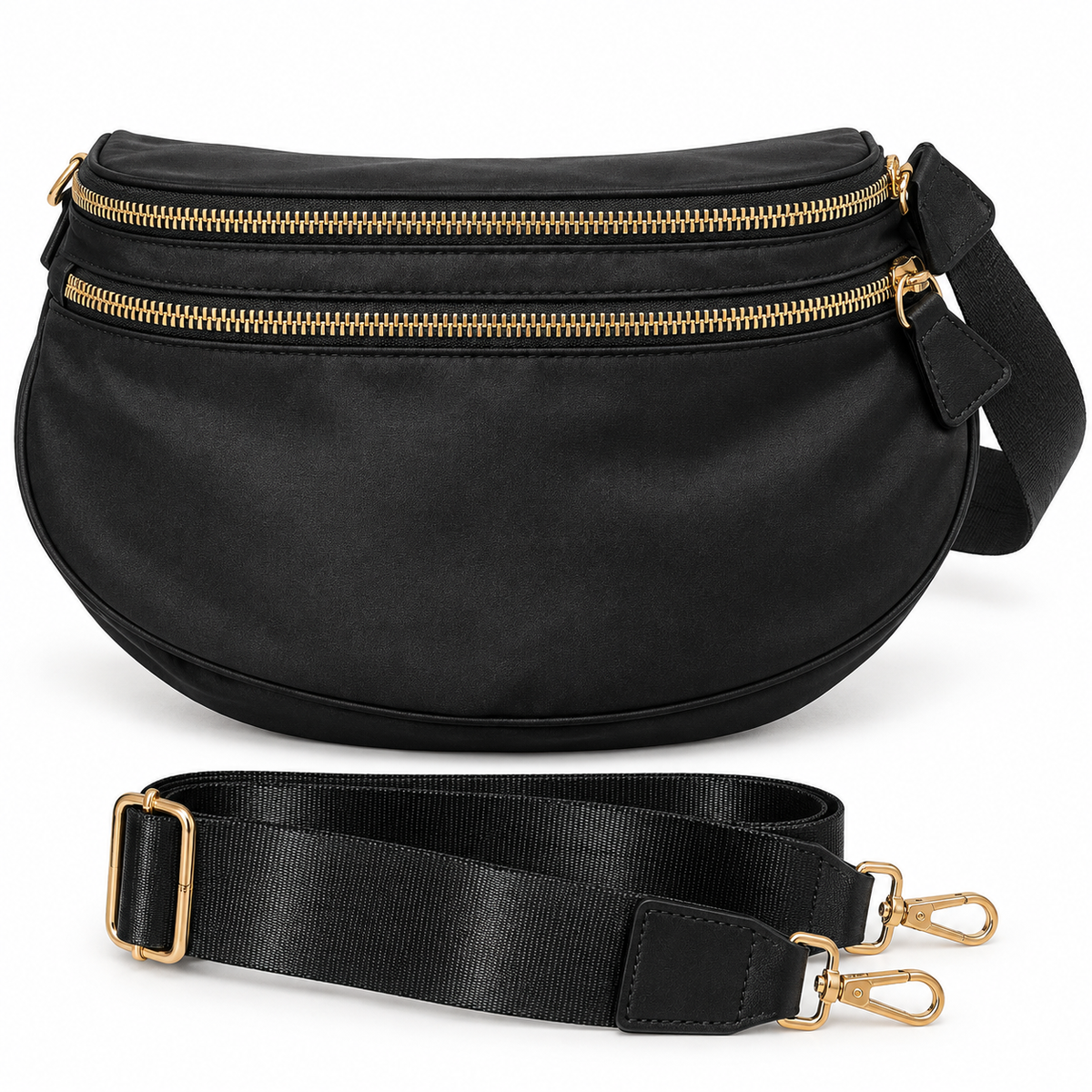 Black Crescent Crossbody Bag