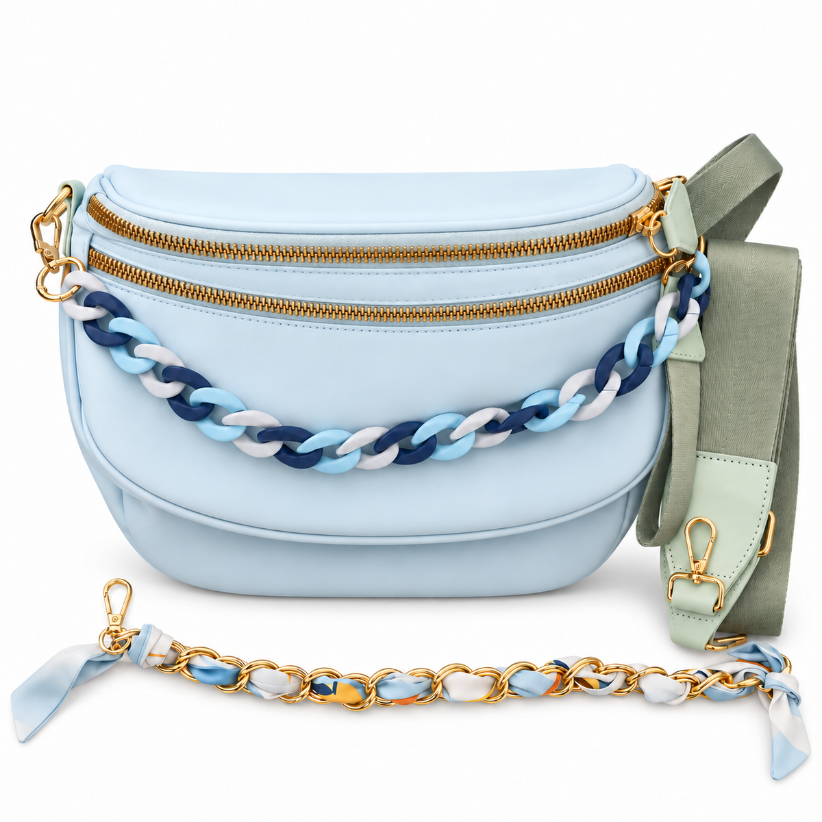 Sky Blue Crossbody Bag wtih  Optional Chain