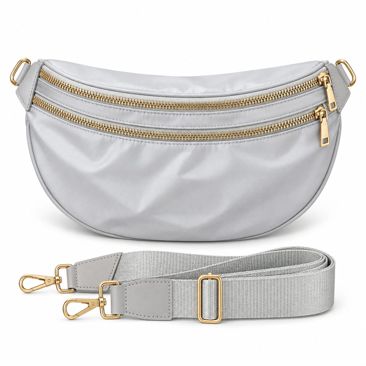 Light Grey Crescent Crossbody Bag